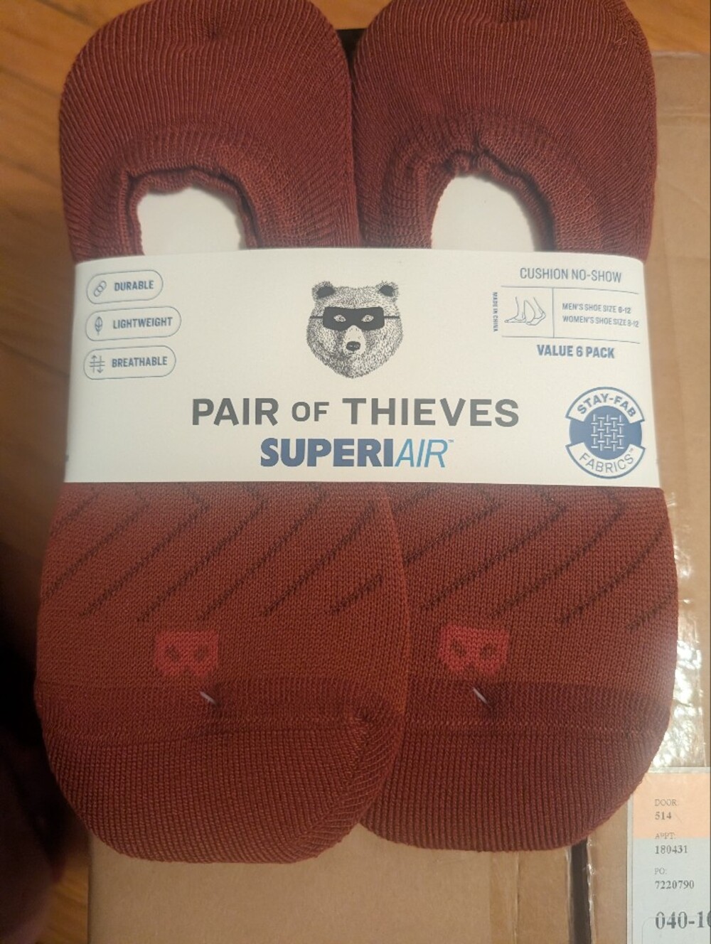 Pair of Thieves 6pk SuperiAir No Show Socks Women's 8-12 Men's 6-12 NEW